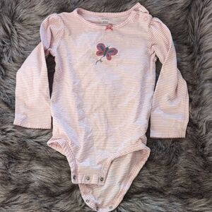 Carter's Pink Long Sleeve Bodysuit with Butterfly Accent